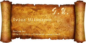 Ivicz Ulisszesz névjegykártya